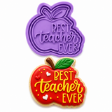 Best Teacher Ever Apple Cookie Cutter & StampTeacher Appreciation Cookie Cutter – Back to School Apple Cutter – Fondant Embosser Tool