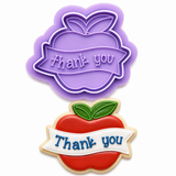 Thank You Apple Cookie Cutter & Stamp – Teacher Appreciation Cookie Cutter – Fondant Embosser Tool