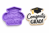 Congrats Grad Graduation Cap Cookie Cutter & Stamp