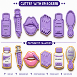 Bougie Botox Kit Cookie Cutter & Embosser Set – 6 Piece Fondant Stamp Collection