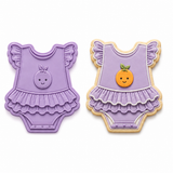 Little Cutie Ruffle Onesie Cookie Cutter & Stamp – Baby Shower Fondant Embosser Tool