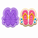 Pink Poolside Flip Flops Cookie Cutter  Embosser Stamp Set
