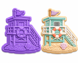 Coastal Lifeguard Tower Cookie Cutter & Embosser Stamp Set