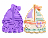 Pastel Coastal Sailboat Cookie Cutter & Embosser Set