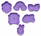 Groovy Sunshine Cookie Cutter & Stamp Set – 6 Piece Retro Hippie Collection