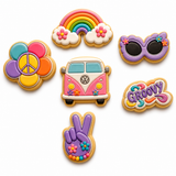 Groovy Sunshine Cookie Cutter & Stamp Set – 6 Piece Retro Hippie Collection