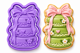 Stacked Macarons with Bow Cookie Cutter & Embosser Stamp Set – Coquette French Macaron Floral Baking Design