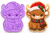 Hollis the Christmas Highland Cow Cookie Cutter & Embosser Stamp Set