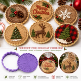 Rustic Wood Slice Cookie Cutter & Embosser Stamp Set