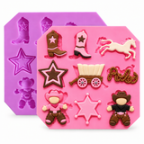 Western Cowboy Rodeo Silicone Mold – 9-Cavity Boots, Horse, Wagon & Sheriff Mold