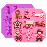 Western Cowboy Rodeo Silicone Mold – 9-Cavity Boots, Horse, Wagon & Sheriff Mold