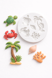 Sea Life Silicone Mold – Turtle, Crab, Palm Tree, Shell & Coral Fondant Mold