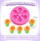 Mini Sunflower Silicone Mold – 6 Cavity Flower Mold for Fondant, Chocolate, Resin & Cake Decorating