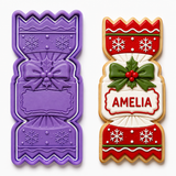 Personalized Christmas Cracker Cookie Cutter & Embosser Stamp Set