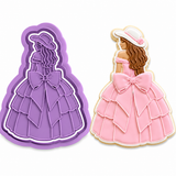 Elegant Southern Belle Ball Gown Cookie Cutter & Embosser Stamp Set