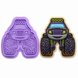 Monster Truck Front View Cookie Cutter & Embosser Stamp Set