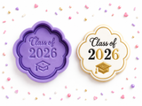 Class of 2026 Scalloped Plaque Cookie Cutter & Stamp
