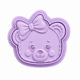 Cookie Cutter & Stamp – Sweet Bow Teddy Bear Face – Cute Bear Cookie Cutter – Fondant Embosser Tool