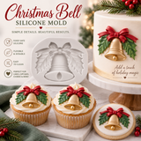 Elegant Christmas Bell with Bow & Holly Silicone Mold