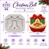 Elegant Christmas Bell with Bow & Holly Silicone Mold