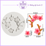 Cherry Blossom Branch & Flower Silicone Mold – Floral Cake Decorating Mold