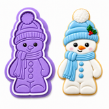 Cozy Winter Snowman Cookie Cutter & Embosser Stamp Set