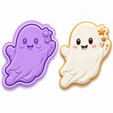 Cute Waving Ghost Cookie Cutter & Embosser Stamp Set | 2.0", 2.5", 3.0", 3.5" & 4.5" Sizes