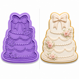 Elegant Tiered Wedding Cake Cookie Cutter & Embosser Stamp Set
