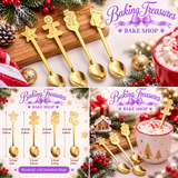 Christmas Gold Coffee & Dessert Spoons – 4-Piece Set