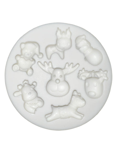 7 Cavity Christmas Friends  Silicone Mold