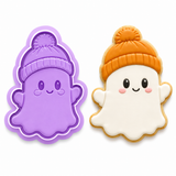 Ghost with Cozy Beanie Cookie Cutter & Embosser Stamp Set | 2.0", 2.5", 3.0", 3.5" & 4.5" Sizes