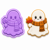 Ghost with Fall Scarf Cookie Cutter & Embosser Stamp Set | 2.0", 2.5", 3.0", 3.5" & 4.5" Sizes