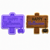 Happy Halloween Sign Cookie Cutter & Embosser