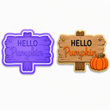 Hello Pumpkin Sign Cookie Cutter & Embosser Two-Piece Set