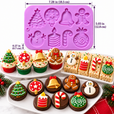 Design Christmas Silicone Mold – Christmas Tree, Ornament, Bell, Gingerbread Man, Snowman, Candle & Candy Cane Chocolate and Fondant Mold