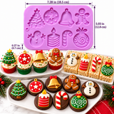 Design Christmas Silicone Mold – Christmas Tree, Ornament, Bell, Gingerbread Man, Snowman, Candle & Candy Cane Chocolate and Fondant Mold