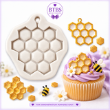 Honeycomb silicone mold featuring a detailed hexagon design for fondant, chocolate and cake decorating.