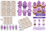 Spooky Slasher Horror Friends Silicone Mold  6 Cavity Halloween Horror Fondant, Chocolate & Candy Mold for Cakes, Cupcakes & Party Decorations