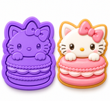 Matcha Macaron Kitty Cookie Cutter & Embosser Stamp Set