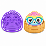Kawaii Rainbow Dumpling Cookie Cutter & Embosser Two-Piece Set