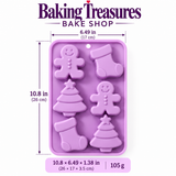 6-Cavity Christmas Gingerbread Man, Tree & Stocking Silicone Mold – Holiday Chocolate, Candy, Fondant, Soap, Candle & Resin Craft Mold
