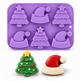 6 Cavity Christmas Santa Hat & Trees Silicone Mold