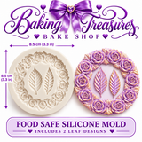 Circular Floral Silicone Mold – Rose Wreath & Leaf Designs