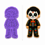 Little Sugar Skull Boy Cookie Cutter & Embosser Stamp Set Two-Piece Set