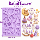 Baby Essentials & Nursery Silicone Mold – Teddy Bear, Bunny, Rocking Horse & Baby Shower Cake Decorating Mold