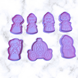 fairy Tale Princess and  Princess friends and Carriage Cookie cutter and stamps fondant cutter
