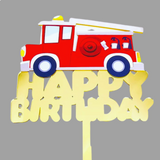 Fire Truck Acrylic Cake Topper