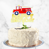 Fire Truck Acrylic Cake Topper