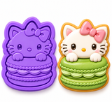 Matcha Macaron Kitty Cookie Cutter & Embosser Stamp Set