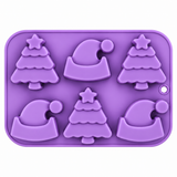 6 Cavity Christmas Santa Hat & Trees Silicone Mold